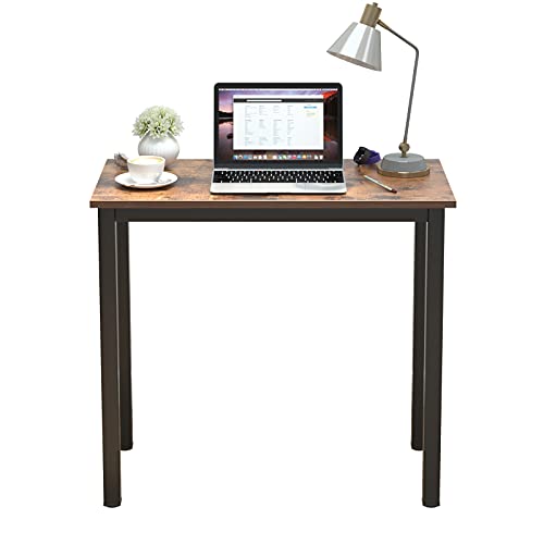 sogesfurniture Escritorios Compacto 80x40cm Mesa de Ordenador Escritorios para Computadora Escritorio de Oficina Mesa de Trabajo Mesa de Estudio de Madera y Acero, Marrón & Negro BHEU-AC3FB-8040