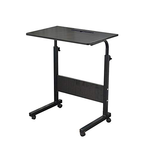 SogesFurniture Mesa Portátil Ordenador Ajustable con Ruedas, 60 * 40cm Sofá Mesa Mesas de Centro, con Ranura para Tableta, Negro 05#3-60BK-BH