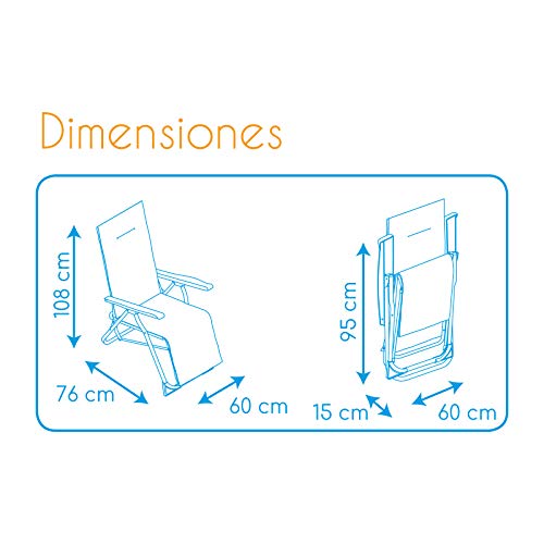 Solenny 50001001165137 50001001165137-Tumbona de Jardín Relax 5 Posiciones Acolchado 3 cm