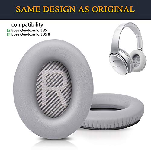 SoloWIT Almohadillas para Bose QuietComfort 35 (QC35) & QuietComfort 35II (QC35 II) Auriculares, Espuma Viscoelástica de Alta Densidad y Cuero Proteico