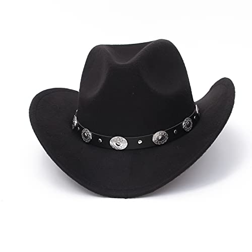 Sombrero de Vaquero de ala Ancha Vintage Estilo Australiano Western Down Under Bush Hat Sombrero de Vaquero Occidental con cinturón para Hombres y Mujeres（Negro）