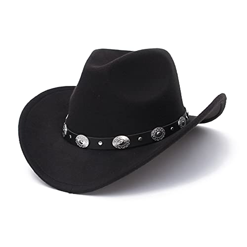 Sombrero de Vaquero de ala Ancha Vintage Estilo Australiano Western Down Under Bush Hat Sombrero de Vaquero Occidental con cinturón para Hombres y Mujeres（Negro）