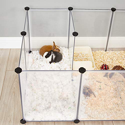 SONGMICS Valla para Animales Pequeños, Parque para Mascotas, Jaula Modular de Plástico, para Conejitos, Hámsteres, Cobayas, Blanco LPC02W