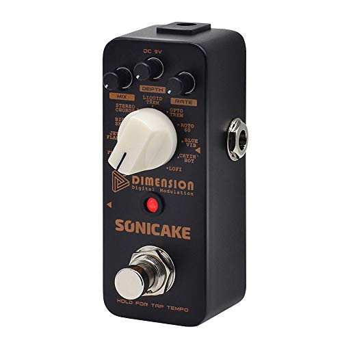 SONICAKE Modulación digital Efectos de guitarra Pedal 11 Modo de Phaser, Flanger, Chorus, Tremolo, Vibrato, Autowah & Sampling 5th Dimension