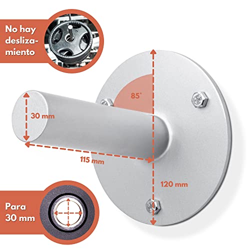 Soporte de pared para discos de pesas, acero inoxidable mate, más de 50 kg de capacidad de carga, para todos los discos de peso con orificio de 30 mm. Calidad alemana