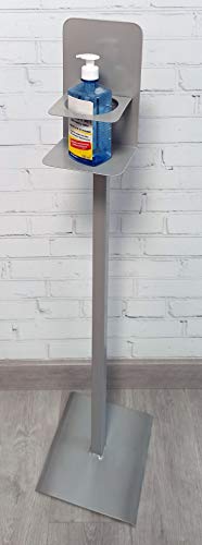 Soporte Metálico de Pie para Dispensador de Gel Hidroalcohólico de 113 cm de Altura se Envía ya Montado - Color Gris Columna Desinfectante Manos