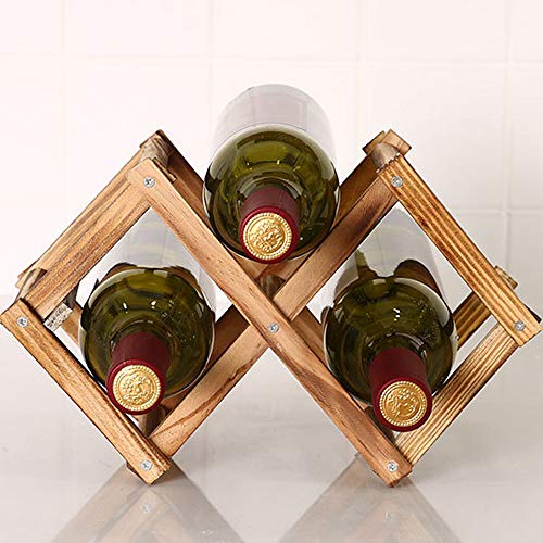 Soporte para Botellero de Madera Plegable, Organizador de Almacenamiento de Vino, Almacenamiento de Botelleros para Exhibición de Vinos, Barra de Bar, Cerveza, Cocina Casera (3 Botellas)