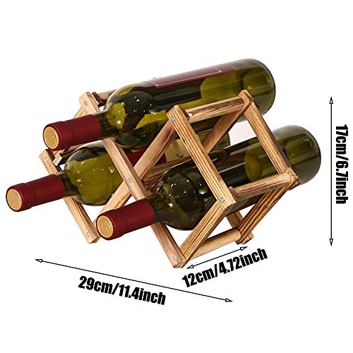 Soporte para Botellero de Madera Plegable, Organizador de Almacenamiento de Vino, Almacenamiento de Botelleros para Exhibición de Vinos, Barra de Bar, Cerveza, Cocina Casera (3 Botellas)