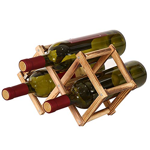 Soporte para Botellero de Madera Plegable, Organizador de Almacenamiento de Vino, Almacenamiento de Botelleros para Exhibición de Vinos, Barra de Bar, Cerveza, Cocina Casera (3 Botellas)