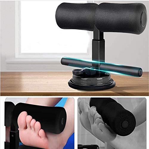 Soporte para ejercicios de piso con ventosa para barra de asiento, dispositivo de asistente sentado, soporte de tobillo acolchado ajustable, equipo de abdominales para viajes de fitness en casa.