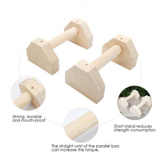 Soporte para flexiones Barras Paralelas de Madera Equipo Deportivo Asas de Empuje de Madera con Doble Varilla Para Entrenamiento de Ejercicio Marco de Soporte de Madera Maciza Push-up