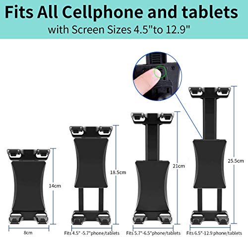 Soporte Tablet Bicicleta Estática, Soporte Tablet Portátil para Micrófono/Bici Rodillo/Bici Elíptica, Soporte Móvil Tablet Ajustable para iPad Mini, iPad Air, iPad Pro y iPhone 4.7-12.9 Pulgadas