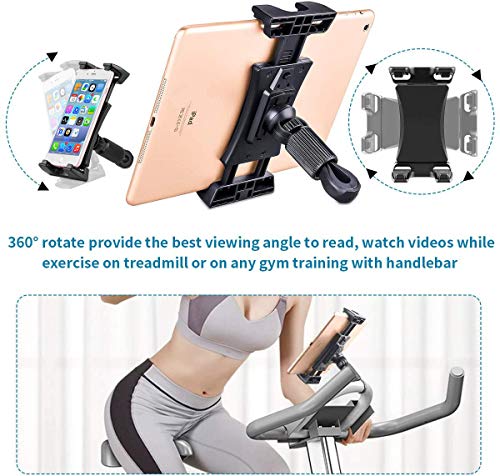 Soporte Tableta para Bicicleta Estática, Soporte Tableta Portátil para Soporte de Micrófono/Cinta Correr/Reposacabezas Automóvil, Soporte Tableta Ajustable para iPad Series 4.7-12.9 Pulgadas