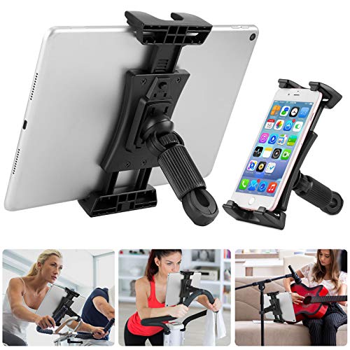 Soporte Tableta para Bicicleta Estática, Soporte Tableta Portátil para Soporte de Micrófono/Cinta Correr/Reposacabezas Automóvil, Soporte Tableta Ajustable para iPad Series 4.7-12.9 Pulgadas