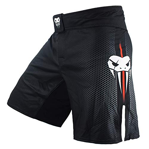 SOTF Pantalones cortos de boxeo para hombres de entrenamiento de lucha de hombres cortos MMA BJJ pantalones cortos No Gi, Negro, Large