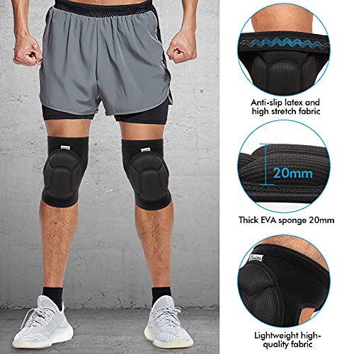 Soudittur 2 Rodilleras Deportiva Transpirable y Antideslizante para Hombre y Mujer, Ajustable Soporte de Rodilla Compresion para Trabajo, Crossfit, Voleibol, Entrenamiento, Baloncesto, MTB