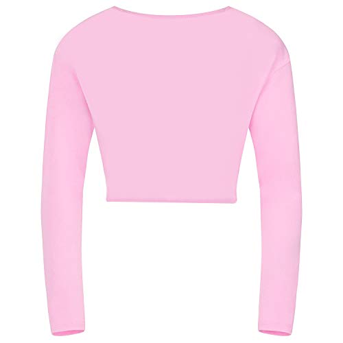 Soudittur Chaqueta de Ballet Cruzada Algodón Top Corto de Ballet Manga Larga para Niña Mujer en Rosa, Blanco, Negro (Rosa, 105-115 cm)