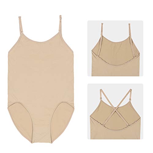 Soudittur Maillot de Danza Clásico Tirantes para Niña Ballet Body Leotardo Ropa Interior de Baile Sin Costuras con Correas Ajustables (XS (Height: 110-120 cm))