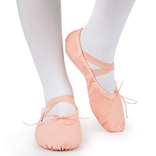 Soudittur Zapatillas Media Punta de Ballet - Calzado de Danza para Niña y Mujer Adultos Rosa Suela Partida de Cuero Tallas 26