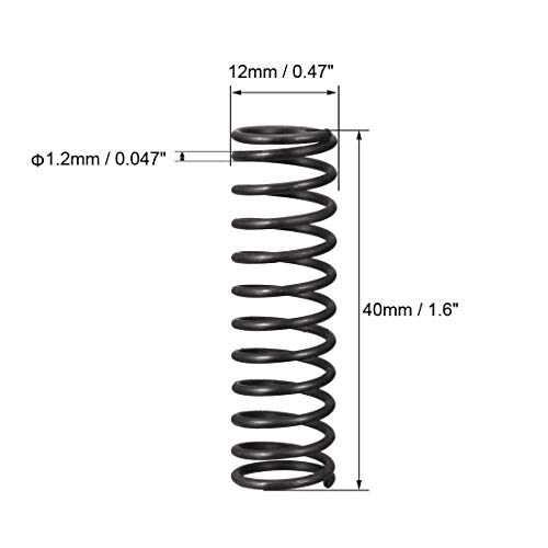 sourcing map Muelle de compresión de 12mm de diámetro de cable de 1,2 mm de diámetro exterior de 40 mm de largo 10pcs