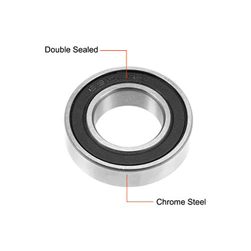 sourcing map Rodamientos de Bolas, 2x Cojinetes de bolas de Ranura Profunda 6902-2RS, 15x28x7mm Rodamiento de Doble Sellado, de Acero, para Roller Skate, Equipo Mecánico, Instrumentos Eléctrico