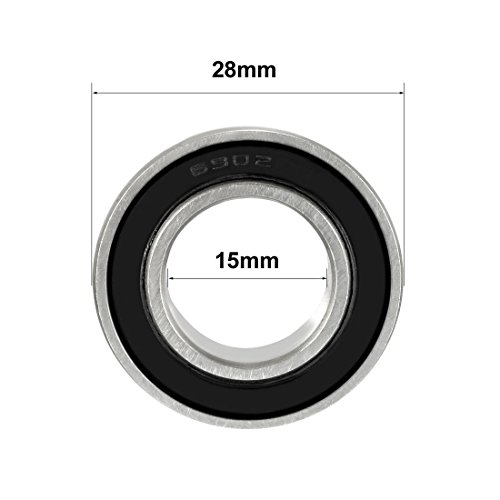 sourcing map Rodamientos de Bolas, 8x Cojinetes de Bolas de Ranura Profunda 6902-2RS, 15x28x7mm Rodamiento de Doble Sellado, de Acero, para Roller Skate, Equipo Mecánico, Instrumentos Eléctrico