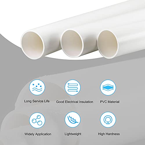 sourcing map Tubo redondo rígido de PVC de 45,2 mm de diámetro de 50 mm de diámetro exterior de 500 mm de alto impacto blanco para tuberías de agua, manualidades, decoración, funda de cable 3 piezas