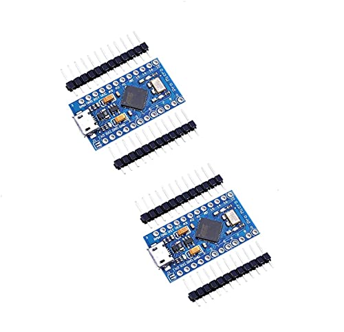 SP-Cow 2PCS Pro Micro Atmega32U4 5V 16MHz Bootloadered IDE Micro USB Pro Micro Placa de Desarrollo Microcontrolador Compatible con conexión Pro Micro Serial con Cabezal de Clavija