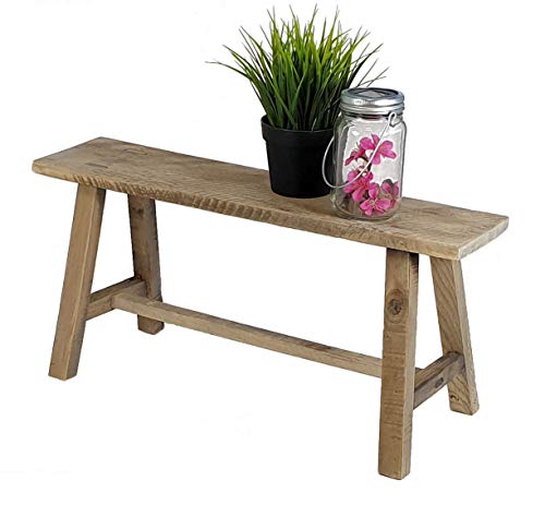 Spetebo Banco decorativo de madera para flores – 58 x 27 x 22 cm – Banco de madera para jardín, soporte para plantas