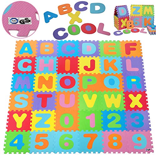 Spielwerk Alfombra Juego Puzzle Infantil 190x190cm Modelo 2021 36 Piezas Letras Números Suelo Goma Eva