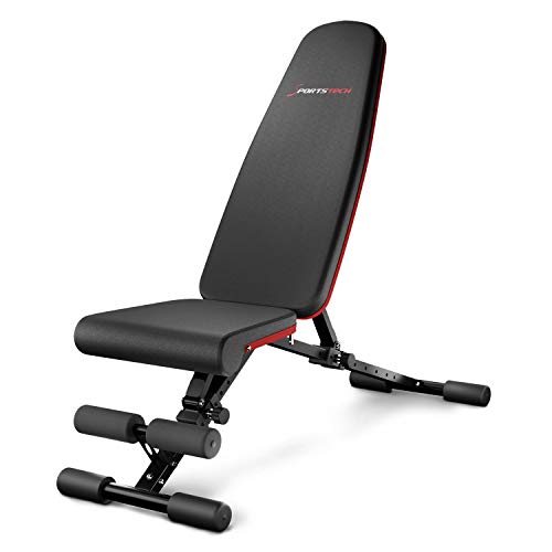 Sportstech Banco de Pesas Plegable | Banco inclinado y banco plano para levantar pesas, entrenamiento abdominal y fitness | Sistema de ajuste seguro + de 40 combinaciones | Listo para usar - BRT400