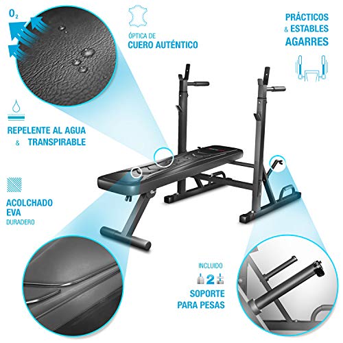 Sportstech Innovador Banco de Pesas 21en1 con Soporte para Discos y Asas para Flexiones, Sistema de Plegado Inteligente, Banco de Entrenamiento Plegable BRT300, Pies Antideslizantes, Acolchado EVA