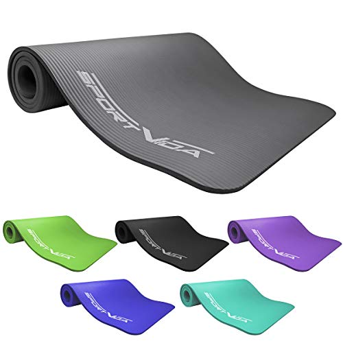 SportVida - Esterilla de yoga para yoga, pilates, gimnasia, espuma NBR, 180 x 60 x 1 cm, esterilla aislante para tienda de campaña (gris)