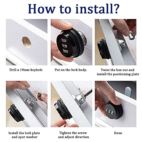 Spotact Combinacion Cam Lock Cerraduras de Seguridad Cromo Brillante Generador Cerradura Codificada Para Caja de Aleacion de Zinc Gabinete (3 Paquete-2cm)