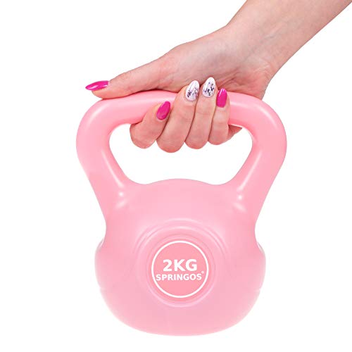 SPRINGOS - Pesa rusa de 2 kg-10 kg, de plástico ABS, para fitness, desarrollo muscular, entrenamiento de todo el cuerpo, para ponerse en forma, Rosa 2kg