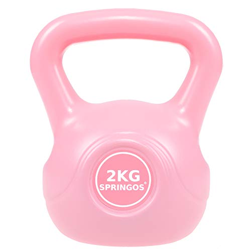 SPRINGOS - Pesa rusa de 2 kg-10 kg, de plástico ABS, para fitness, desarrollo muscular, entrenamiento de todo el cuerpo, para ponerse en forma, Rosa 2kg