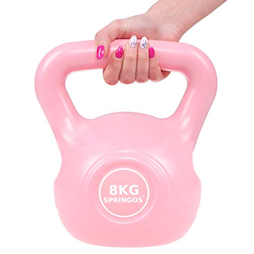 SPRINGOS - Pesa rusa de 2 kg-10 kg, de plástico ABS, para fitness, desarrollo muscular, entrenamiento de todo el cuerpo, para ponerse en forma, Rosa 8kg