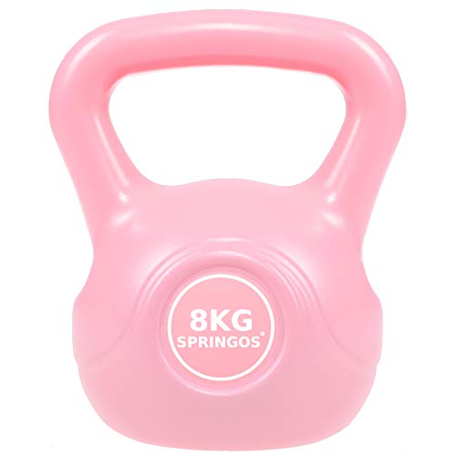 SPRINGOS - Pesa rusa de 2 kg-10 kg, de plástico ABS, para fitness, desarrollo muscular, entrenamiento de todo el cuerpo, para ponerse en forma, Rosa 8kg