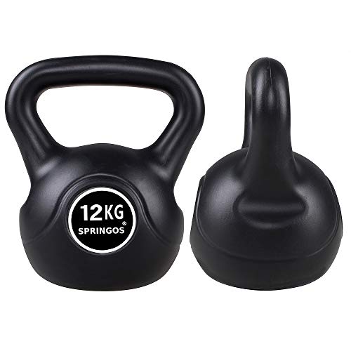 Springos - Pesa rusa de 4 kg, para levantamiento de pesas, equipo deportivo para fitness, desarrollo muscular y entrenamiento de fuerza, Negro 12kg