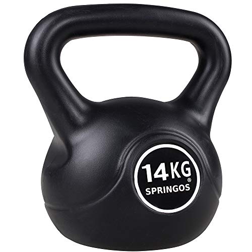 Springos - Pesa rusa de 4 kg, para levantamiento de pesas, equipo deportivo para fitness, desarrollo muscular y entrenamiento de fuerza, Negro 14kg