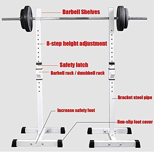 Stands para press de banca sin barra para sentadillas, longitud de gimnasio en casa, ajustable, interno, portátil, para sentadillas, con barra, soporte con barra, para entrenamiento de fuerza (negro)