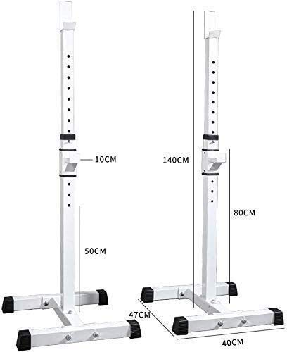 Stands para press de banca sin barra para sentadillas, longitud de gimnasio en casa, ajustable, interno, portátil, para sentadillas, con barra, soporte con barra, para entrenamiento de fuerza (negro)