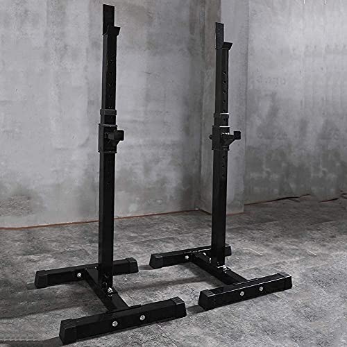 Stands para press de banca sin barra para sentadillas, longitud de gimnasio en casa, ajustable, interno, portátil, para sentadillas, con barra, soporte con barra, para entrenamiento de fuerza (negro)