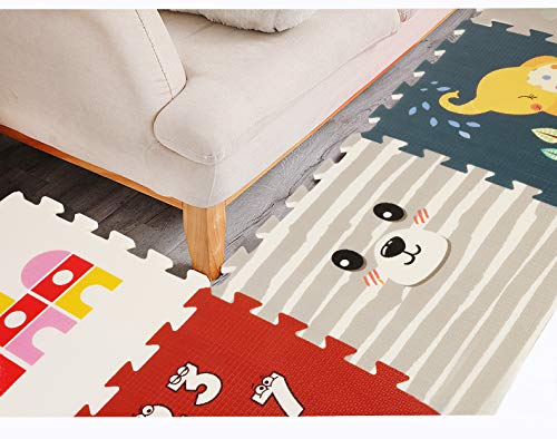 Star Ibaby Alfombra Puzzle para bebés Animals - Espesor 1.5 cm., Antideslizante, Extragrande, Reversible, Impermeable, portátil, de Doble Cara, para niños pequeños y bebés (165x165x1.5cm)