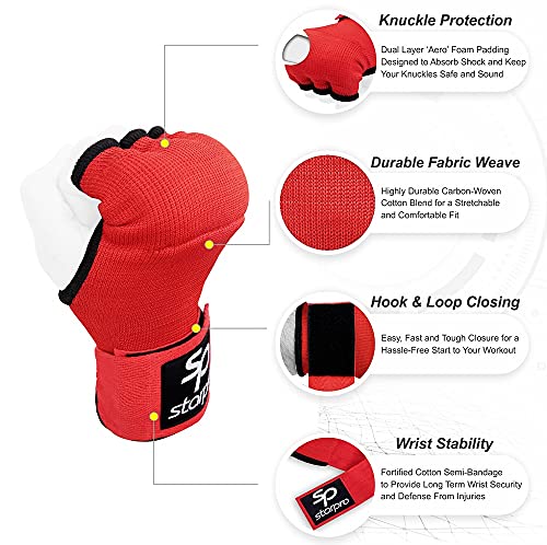 Starpro Guantes Interiors Boxeo Envolturas - Elástico Acolchado Cinta Vendas Bueno para MMA Artes Marciales Muay Thai Lucha Puñetazos Entrenamiento Gimnasio | Ejercicio Mano Muñeca Vendaje