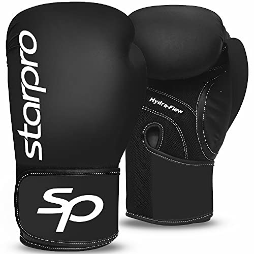 Starpro Niños Performer Single Shell Guantes de Boxeo | Cuero sintético | Negro | para Entrenamiento y Sparring de jóvenes en Muay Thai Kickboxing Fitness y boxercise | Niños 4oz 6oz