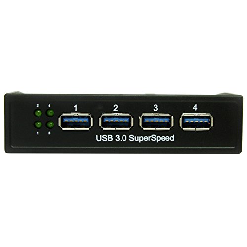 StarTech 35BAYUSB3S4 - Panel USB para bahía Frontal (3.5", 4 x USB 3.0), Negro