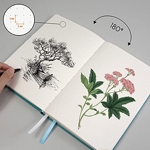 Stationery Island Cuaderno Punteado A5 – Turquesa. Bullet Journal de Tapa Dura Con 180 Páginas y Papel Premium de 120gsm. Para Notas, Planificación, Estudio, Viajes, Diario y Proyectos