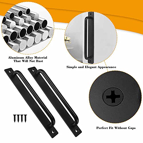 STCRERAG 2 PCS Tirador de Puerta de Granero Corredera Manija Puerta de Hierro Fundido Manija de Puerta de Granero Resistente con 4 Tornillos para Puerta, Cajones, Aparador (Negro)