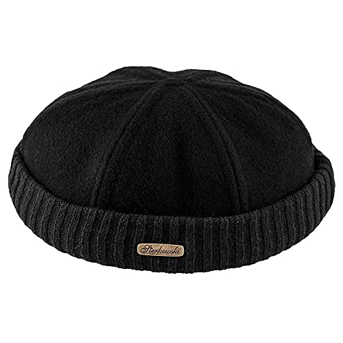 Sterkowski Navy Gorro Lana Hombre Docker Portuario Pescador Beanie Hombre de Estibador Gorra Marinera Hombre Beanie Hat Gorra Marinero Mujer Lana Gorra sin Visera Alijador Docker Gorro Hombre Invierno